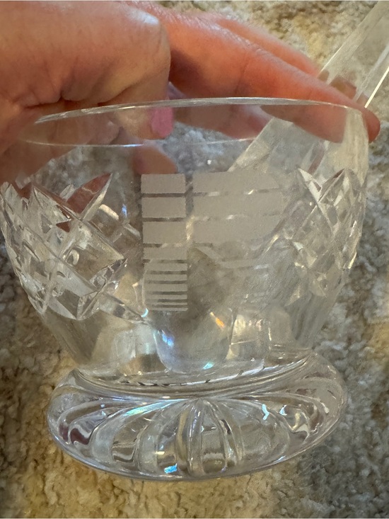 Mortar and pestal Etched Clear Crystal Pedestal Bowl